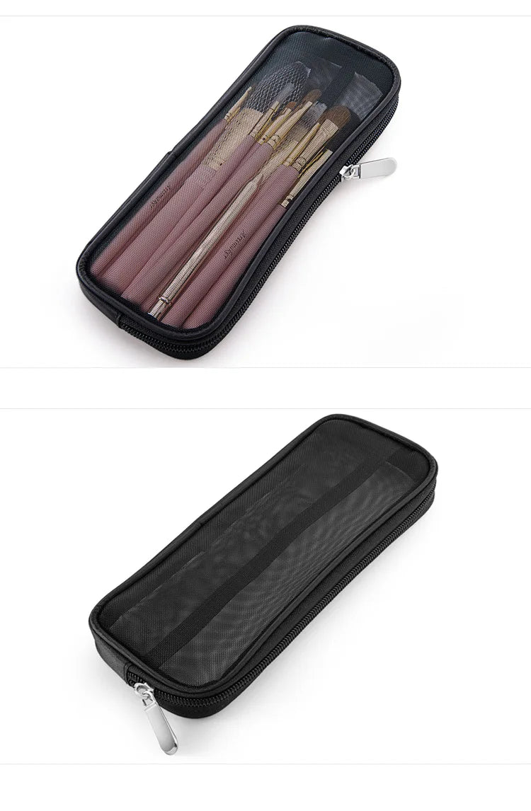 Makeup Brush Travel Case – Mesh Cosmetic Toiletry Bag Organizer for Men & Women, Beauty Tools Dopp Kit Pouch for Wash Storage