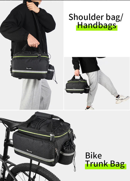 WEST BIKING 3-in-1 Waterproof Bike Trunk Bag — Large Capacity MTB & Road Bicycle Saddle Seat Panniers, Travel Luggage Carrier