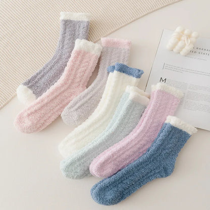 4 Pairs Women's Winter Fuzzy Socks – Thick Thermal Soft & Fluffy Slipper Socks for Home & Sleeping