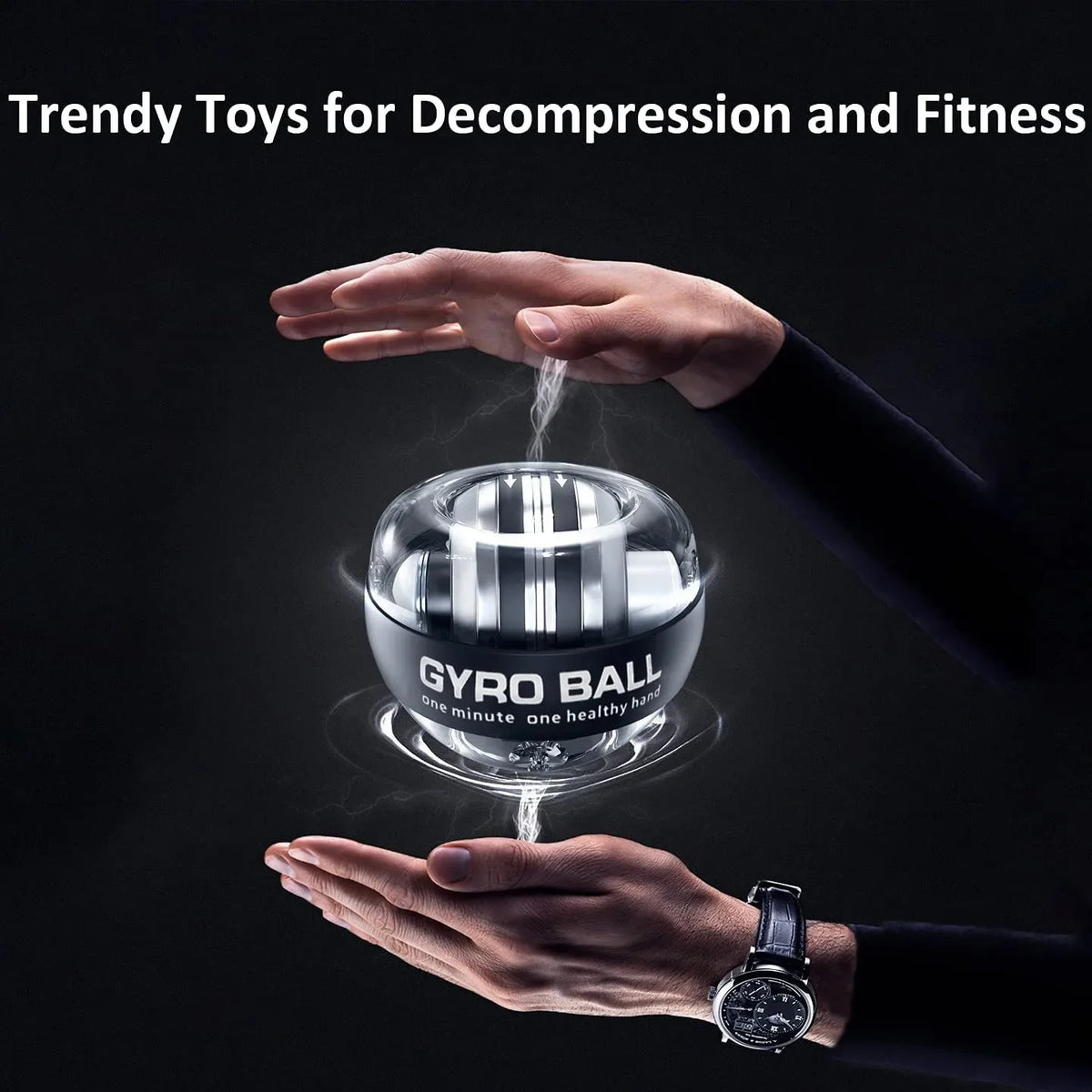 LED Gyroscopic Power Wrist Ball - Self-Starting Gyro Ball Trainer for Arm, Hand Muscle Exercise and Strengthening
