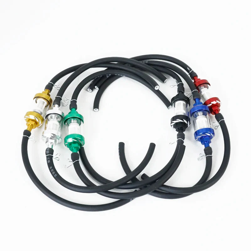 8mm Motorcycle Inner Fuel Filter with Gasoline Filters + 40CM Petrol Fuel Line Hose + 4 Clips for Moto, Scooter, Dirt Bike