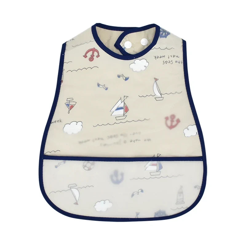 Adjustable Baby Bibs - Waterproof EVA Cotton Cartoon Feeding Bibs with Burp Cloth for Boys & Girls