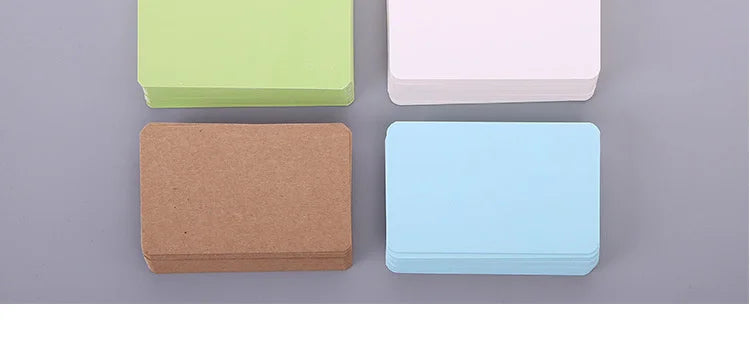 100pcs Kraft Paper Cards – Blank Color Business Cards, Message & Thank You Cards, Writing Labels, Bookmarks & Learning Cards