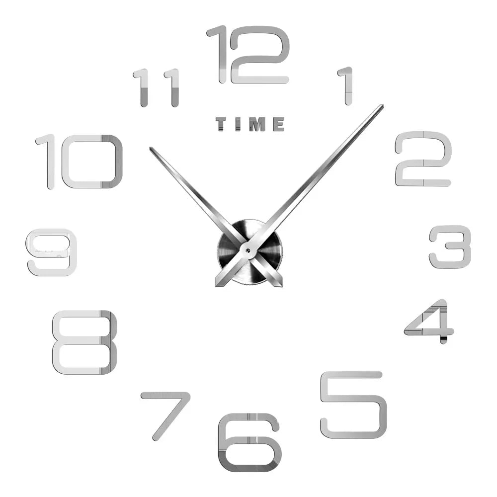 3D DIY Wall Clock - Modern Acrylic Mirror Sticker Quartz Clock For Living Room Decor With Silent Movement