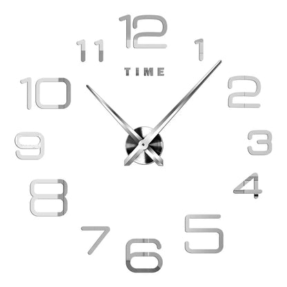 3D DIY Wall Clock - Modern Acrylic Mirror Sticker Quartz Clock For Living Room Decor With Silent Movement