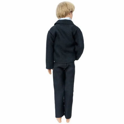 1/6 Men’s Doll Suit Set — Coat, Vest & Trousers for 12-Inch (30cm) Doll, Black Business, Tuxedo & Wedding Party Outfit