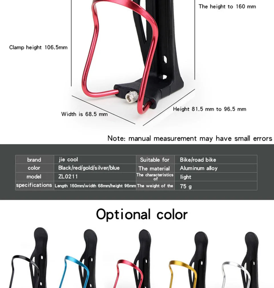 GoByGo Aluminum Alloy Bike Water Bottle Holder – Mount for Mountain & Folding Bikes, 5 Color Options