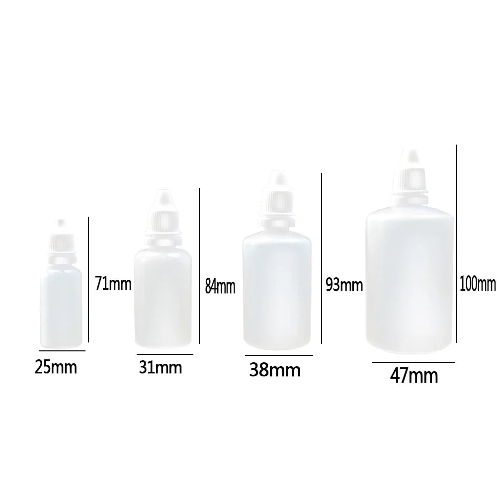 5PCS Squeezable Dropper Bottles — 5ML/10ML/15ML/20ML/30ML/50ML/100ML Refillable Plastic Bottles for Eye Liquid & Essentials