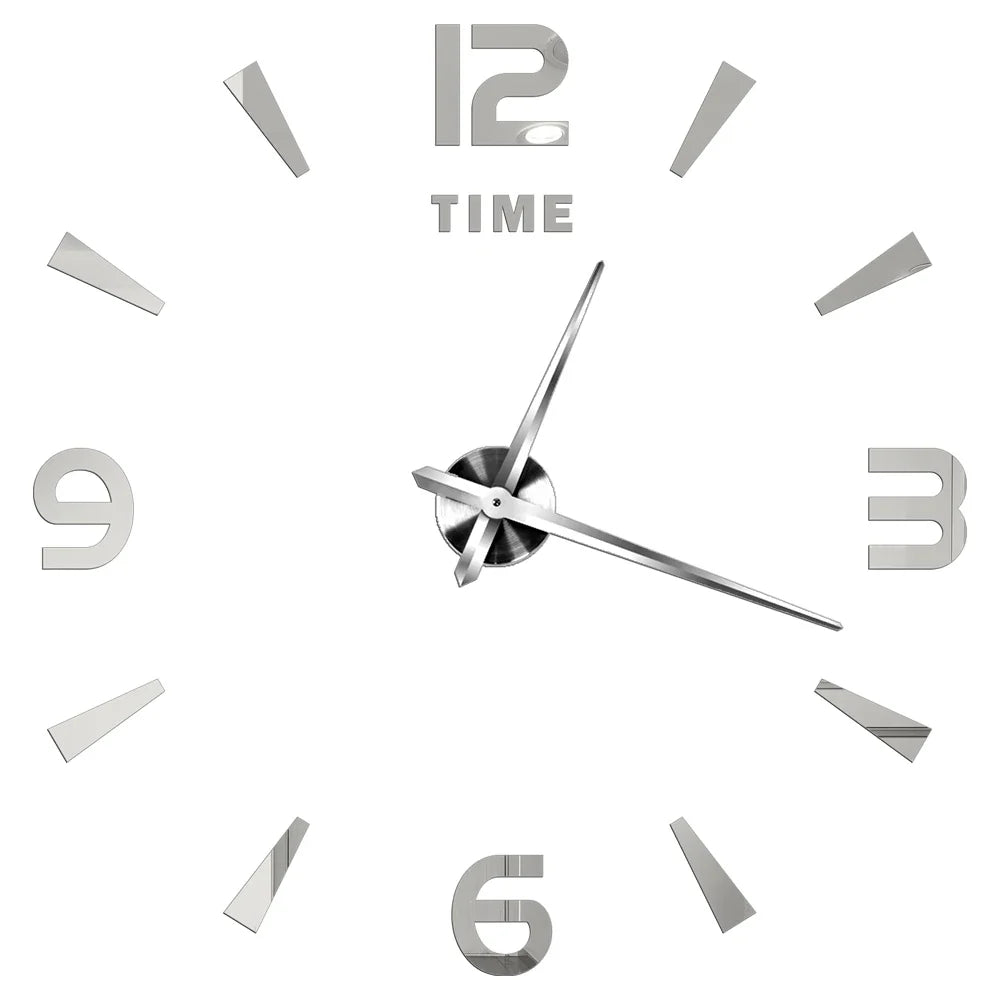3D DIY Wall Clock - Modern Acrylic Mirror Sticker Quartz Clock For Living Room Decor With Silent Movement