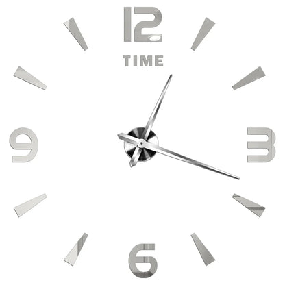 3D DIY Wall Clock - Modern Acrylic Mirror Sticker Quartz Clock For Living Room Decor With Silent Movement