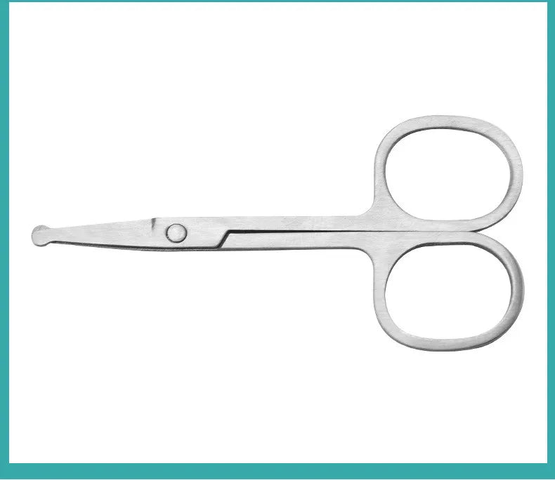 Mini Stainless Steel Round-Head Nose Hair Scissors — Portable Ergonomic Nose Trimmer & Cutter