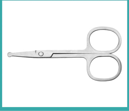 Mini Stainless Steel Round-Head Nose Hair Scissors — Portable Ergonomic Nose Trimmer & Cutter