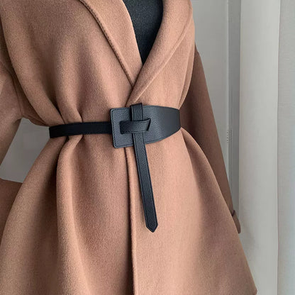 High-Quality Knot Designer Belts for Women: Soft PU Leather Long Waistband - Wide Waist Corset Belt Cummerbunds