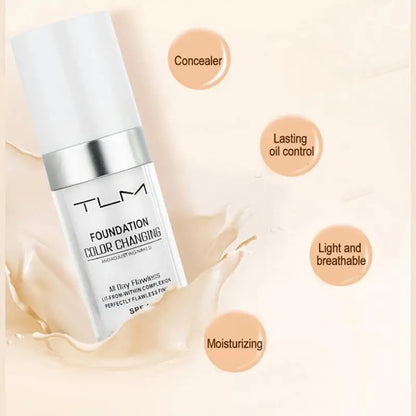 TLM Magic Color Changing Foundation – Liquid Soft Matte, Long-Lasting & Hydrating Makeup Base