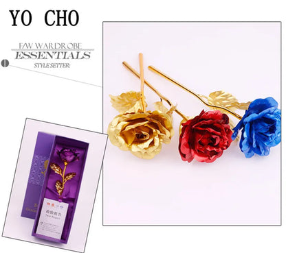 24K Foil Plated Rose Gold Rose — Valentine’s Day & Wedding Forever Love Decorative Gift