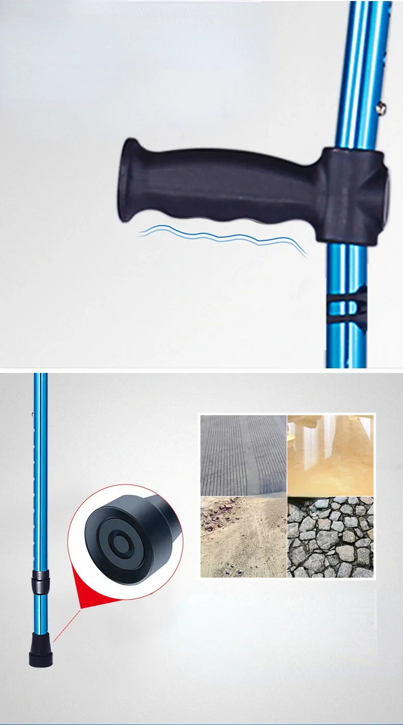 Adjustable Folding Aluminum Crutch – Telescopic Underarm Cane for Seniors & Disabled