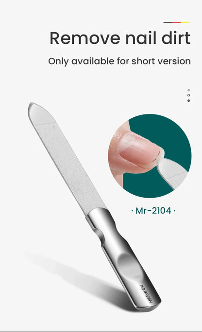 MR.GREEN Double-Sided Nail File — Stainless Steel Manicure & Pedicure Tool for Professional Finger & Toe Care