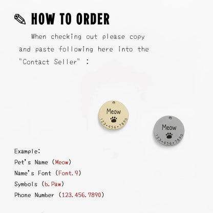 Personalized Pet ID Tag – Custom Engraved Dog & Cat Collar Charm with Name, MW001 Necklace Chain Accessory