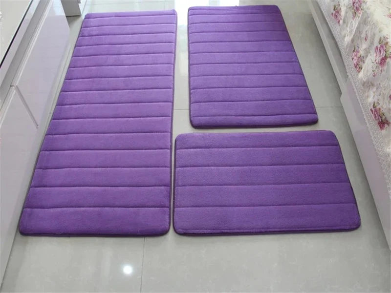 Water Absorption Anti-Slip Bath Mat Set - Bathroom, Toilet, Living Room, Bedroom Floor Carpet (1PC/3PC)