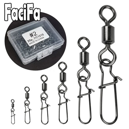 50 pcs Stainless Steel Fishing Connector Pin Bearing Rolling Swivel Snap in Box - Tackle Accessories for Lure Hooks