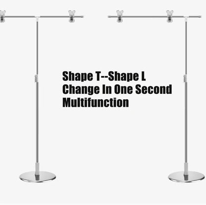 Adjustable T-Shape Photography Backdrop Stand – Background Frame Support System with Clamps for Video Studio