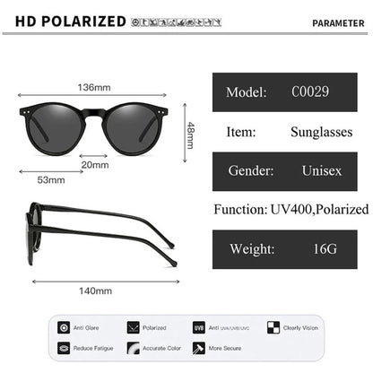 2025 Polarized Retro Round Sunglasses for Men & Women - Designer Vintage UV400 Goggles & Sun Glasses