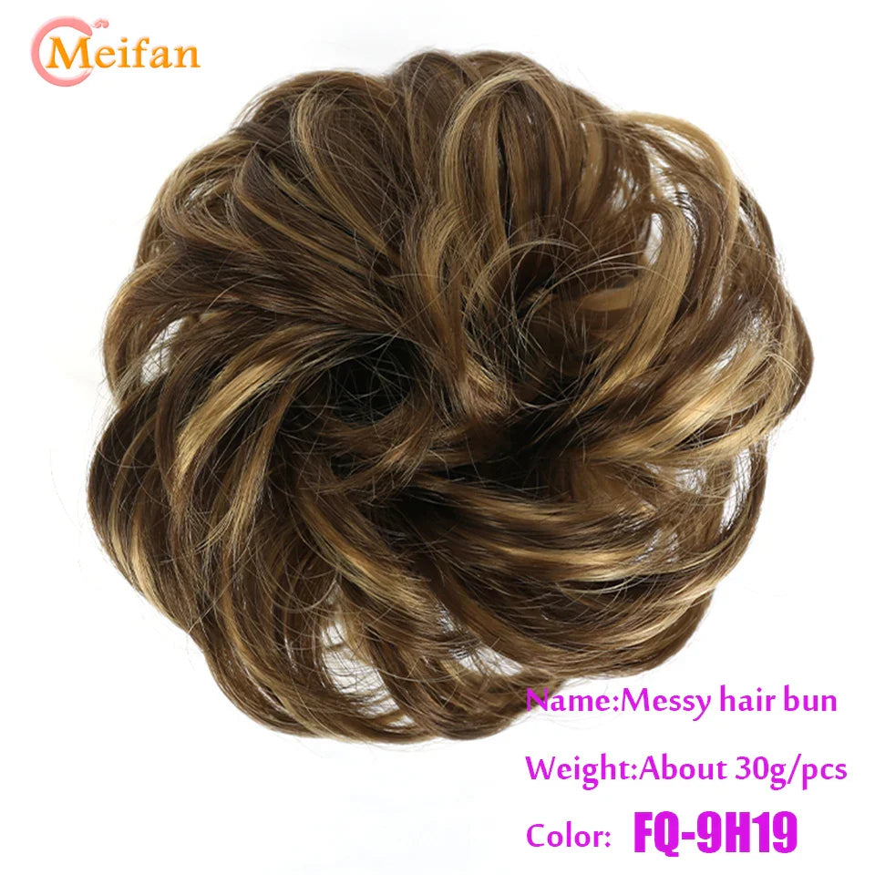 MEIFAN Synthetic Chignon Hair Bun – Elastic Rubber Band Clip-In Updo Ponytail Hair Extension for Women