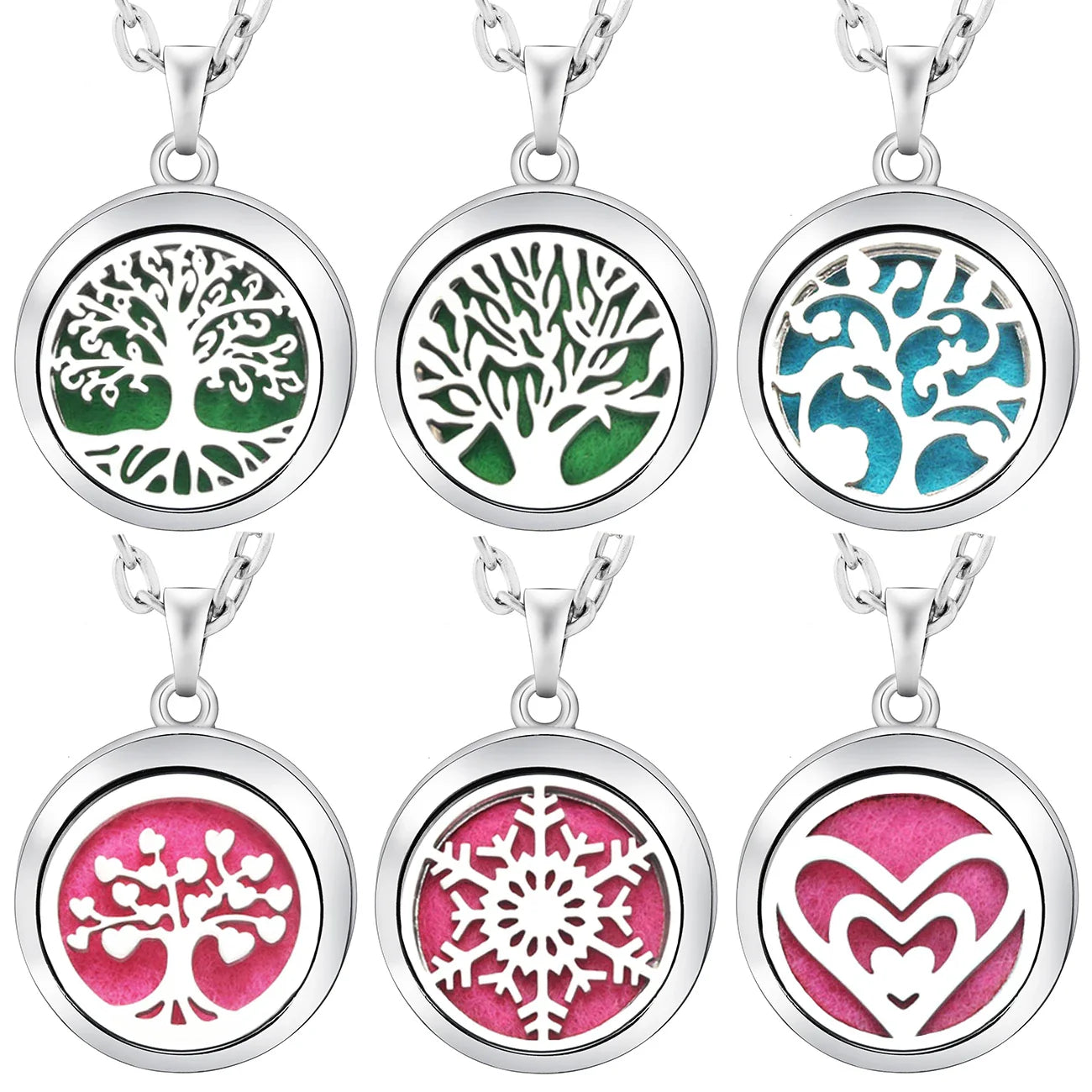 Stainless Steel Tree of Life Aromatherapy Necklace – Essential Oil Diffuser Pendant for Women