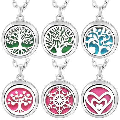 Stainless Steel Tree of Life Aromatherapy Necklace – Essential Oil Diffuser Pendant for Women