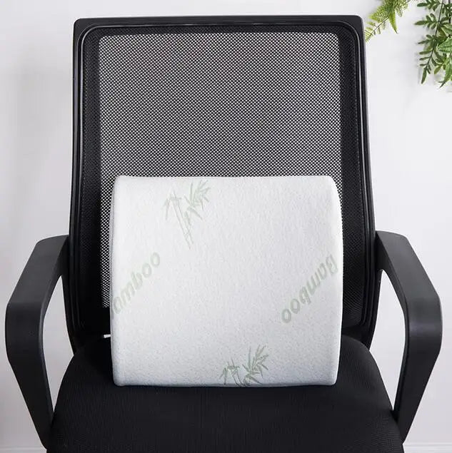 Ergonomic Bamboo Memory Foam Seat & Back Cushion – Slow Rebound Waist Support for Home & Office Chairs