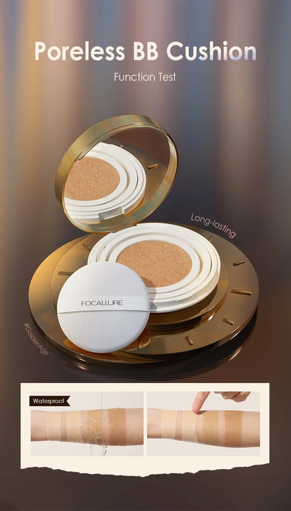 FOCALLURE Poreless BB Air Cushion – Whitening CC Cream Foundation, Waterproof Matte Concealer Makeup