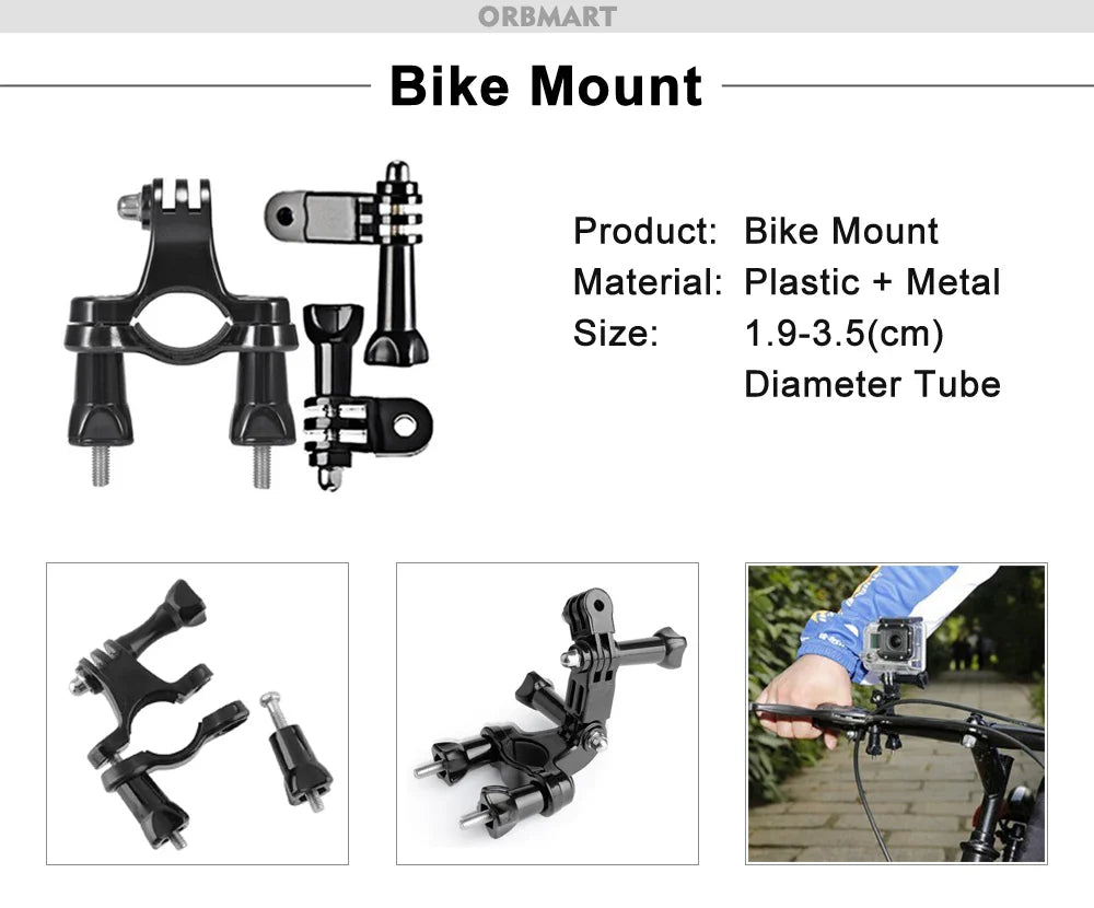 ORBMART GoPro Accessories Set Compatible with Hero 4–13 Black, Mounts for DJI, Insta360, SJCam Action Cameras