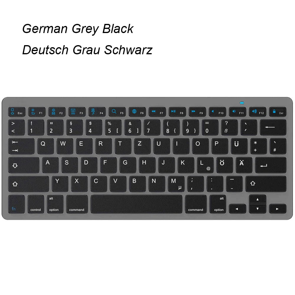 Ultra Slim Universal Wireless Bluetooth Keyboard – Russian, Spanish, French, German, Hebrew & Brazilian Portuguese for iOS, Android & Windows