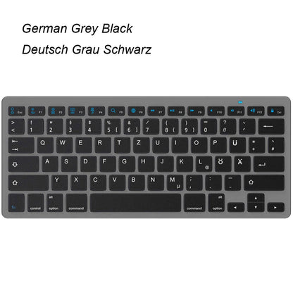 Ultra Slim Universal Wireless Bluetooth Keyboard – Russian, Spanish, French, German, Hebrew & Brazilian Portuguese for iOS, Android & Windows