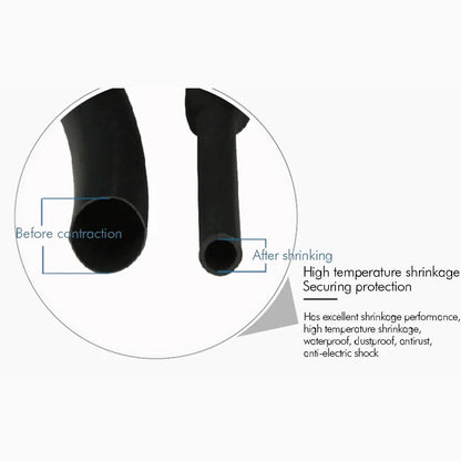 Black Polyolefin Heat Shrink Tube - 2:1 Ratio Insulated Wire Cable Sleeving Tubing Connector Protector 5M 100M