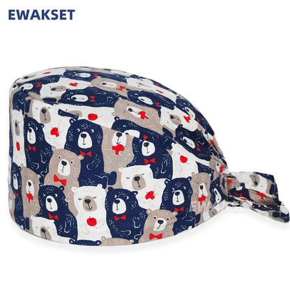 Unisex Soft Scrub Cap – Cartoon Print Surgical Hat for Men and Women, Operating Room Nursing Accessories