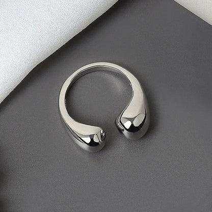LIVVY Silver Color Double Ball Beads Opening Rings: Trendy Couple Jewelry Gift for Women - 2021 Fashion Trend