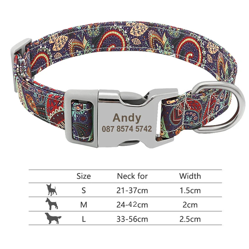 Adjustable Nylon Dog & Cat Collar – Personalized ID Collar with Engraved Name Buckle, Anti-Lost for Small, Medium & Large Pets