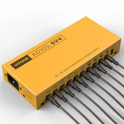 VITOOS AD10S-SV4 Effect Pedal Power Supply - Fully Isolated with Noise Reduction & High Power for Digital Effectors