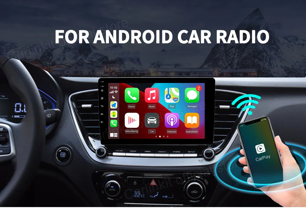 Carlinkit Wireless CarPlay Activator & Android Auto Wired USB Dongle AI Box with Bluetooth Charger & MirrorLink for Android Radio