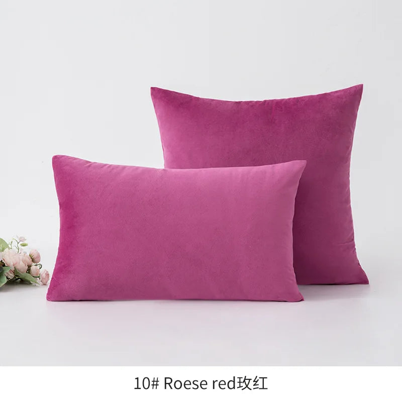 Inyahome Soft Velvet Cushion Cover - Pink Grey Beige Green Decorative Pillowcase For Bedroom Sofa 30x50cm 45x45cm