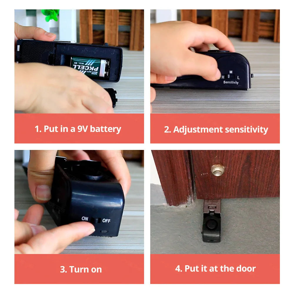 FUERS Wireless Door Stop Alarm: 125dB Loud Home Security & Anti-Theft Door Block System