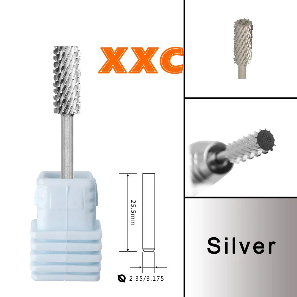 RolinStar 5.35 Small Barrel Silver Tungsten Steel Carbide Nail Drill Bits – Milling Cutter German Accessories