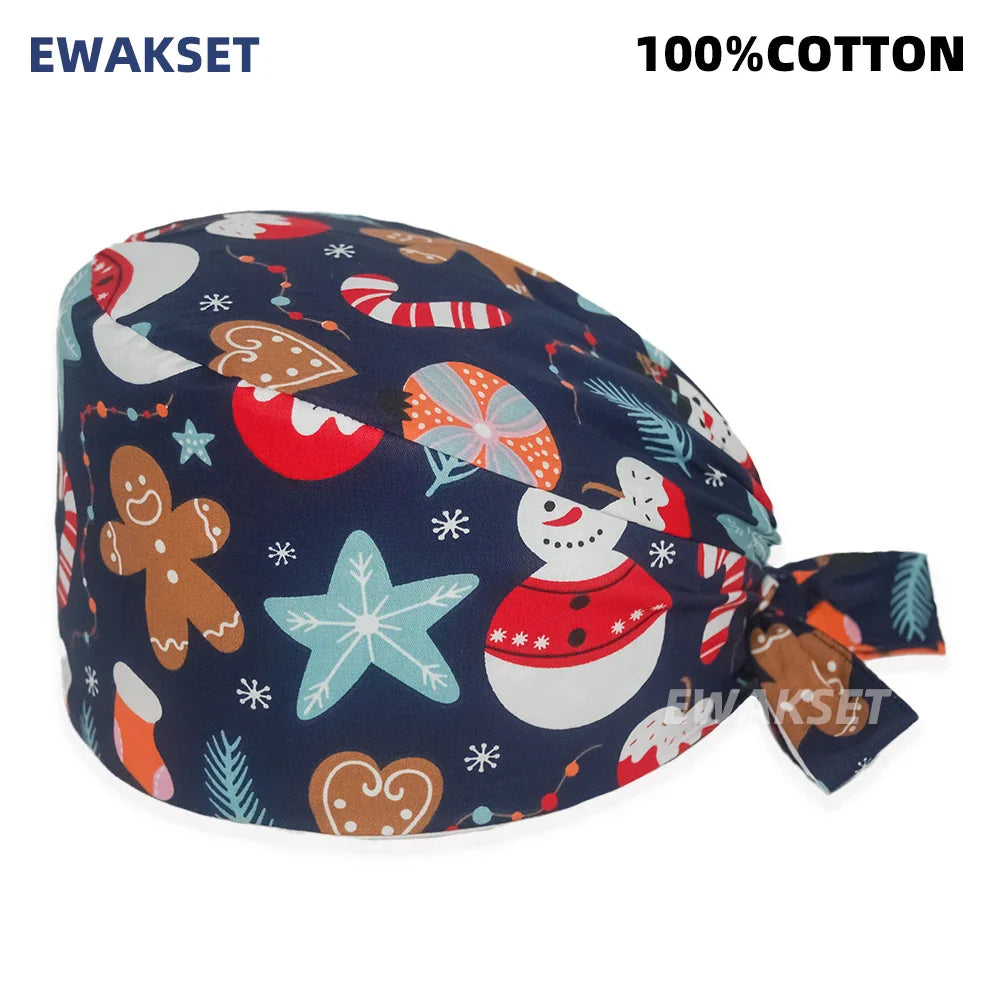 Unisex Soft Scrub Cap – Cartoon Print Surgical Hat for Men and Women, Operating Room Nursing Accessories
