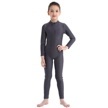 Kids Girls Full Body Gymnastics Bodysuit, Ballet Dance Jersey Leotard, Jumpsuit Sports Unitard, Children Dancewear and Sportswear