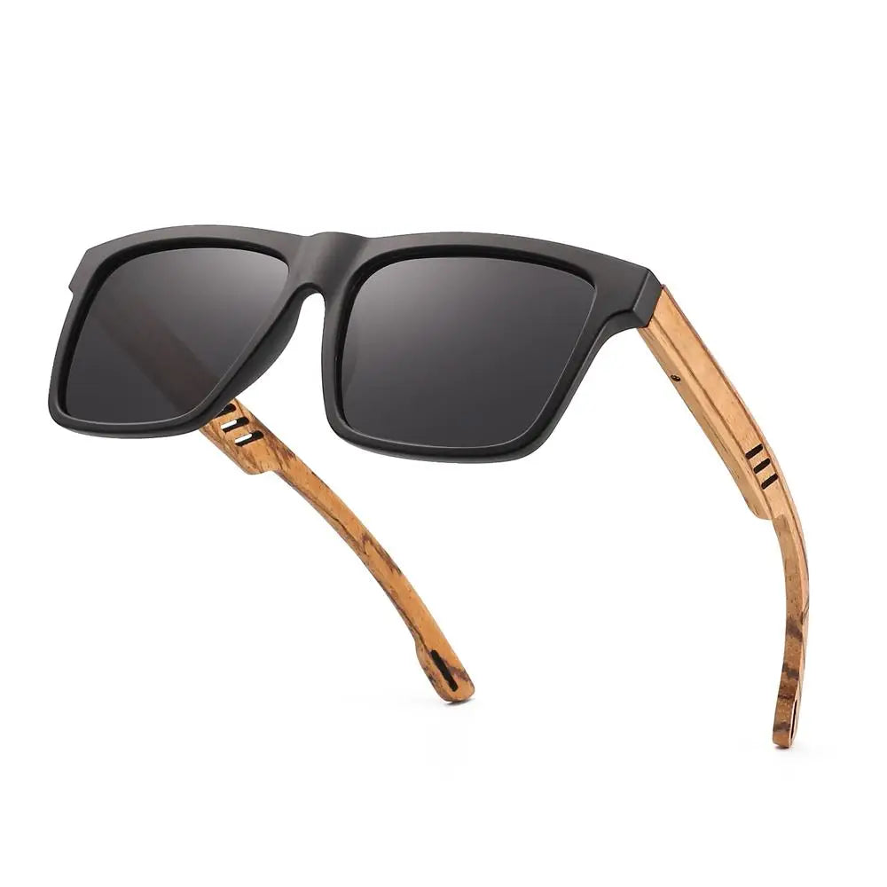 HU WOOD Square Polarized Sunglasses for Men — UV400 Fashion Sport & Driving Sun Glasses