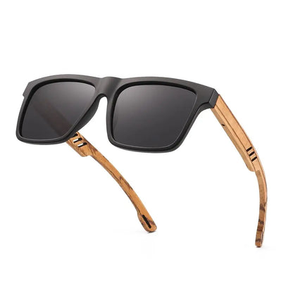 HU WOOD Square Polarized Sunglasses for Men — UV400 Fashion Sport & Driving Sun Glasses