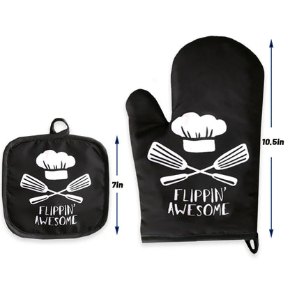 Custom Cartoon Microwave Oven Mitts & Potholder – Heat-Resistant Kitchen Gloves for BBQ, Baking & Cooking