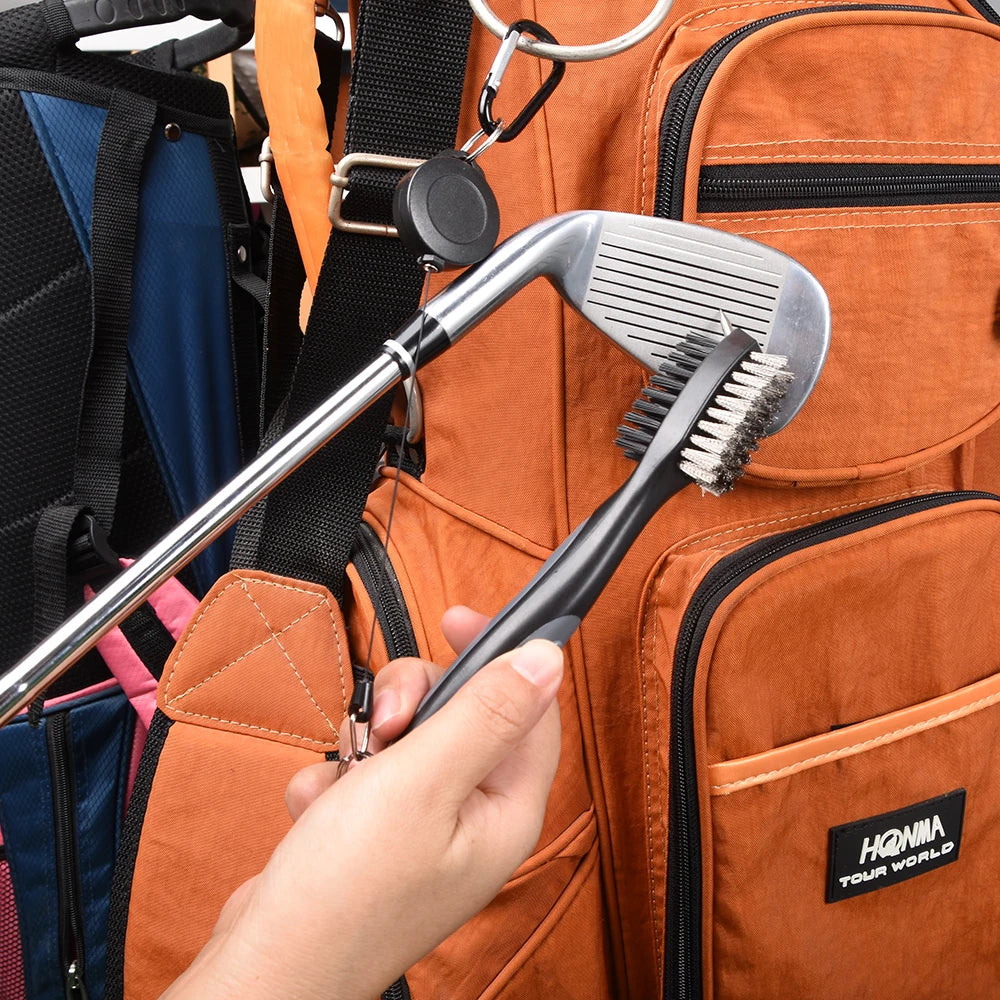 Golf Club Brush with Protective Case: 2-Sided Golf Groove Cleaner Kit for Putter, Wedge, and Ball Groove Cleaning