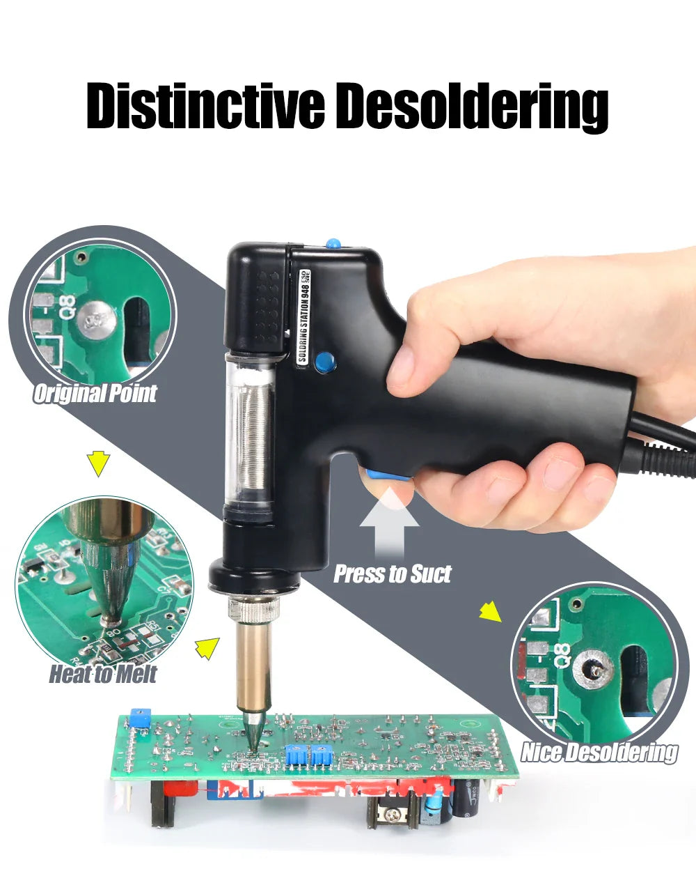 WEP 948-II 4-in-1 Soldering Station – Suction Tin, Solder Iron, Hot Air Gun, BGA Rework Tools